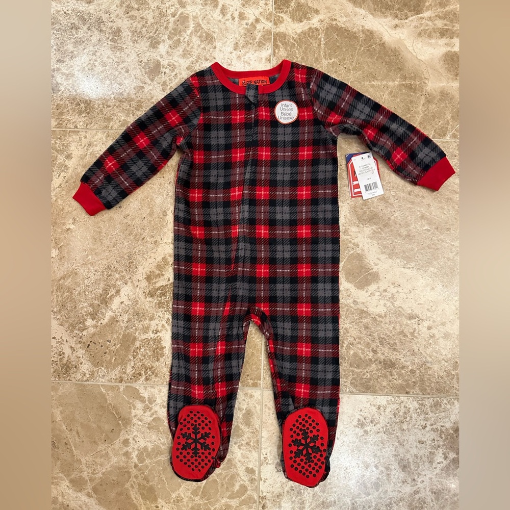 24 month Fleece Plaid Red and Black Kids sleeper